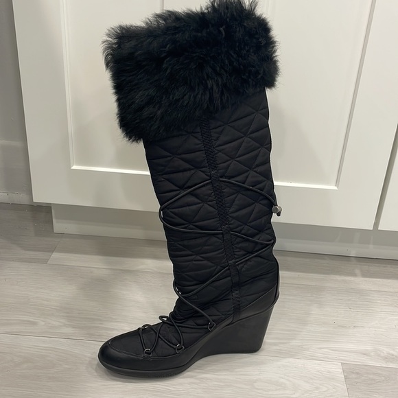 Prada Nylon Wedge Heel Winter Boots - Picture 14 of 15